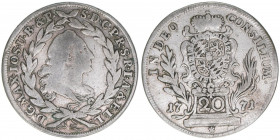 Maximilian III. Joseph 1745-1777
Bayern. 20 Kreuzer, 1771. 6,46g
Schön 111
s/ss