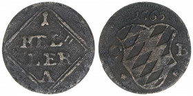 Maximilian III. Joseph 1745-1777
Bayern. 1 Heller, 1765. selten
0,65g
Schön 115
ss