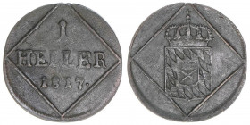 Maximilian IV. Joseph 1799-1805
Bayern. 1 Heller, 1817. 0,62g
AKS 58
ss+