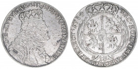 Friedrich August II. 1733-1763
Brandenburg. 18 Gröscher, 1754. 5,61g
Kahnt 687, Schön 31
ss