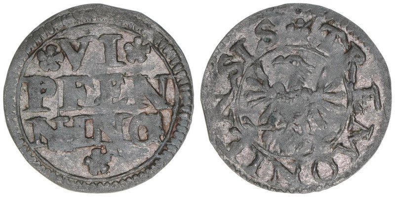 6 Pfennige, ohne Jahr
Stadt Dortmund. Münzmeisterzeichen Rosette. 0,75g
Berghaus...