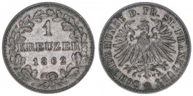 Reichsstadt
Frankfurt. 1 Kreuzer, 1862. 0,84g
AKS 28
vz-