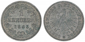 Reichsstadt
Frankfurt. 1 Kreuzer, 1863. 0,81g
AKS 28
ss