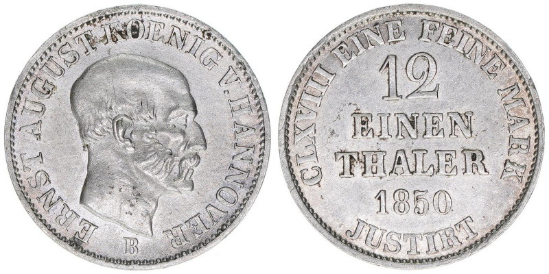 Ernst august 1837-1851
Hannover. 1/2 Taler, 1850. 2,63g
AKS 115
ss/vz