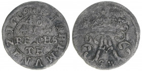 Franz Arnold von Metternich 1706-1718
Münster. 1/48 Taler, 1709 JW. 0,86g
Schulze 1710
ss