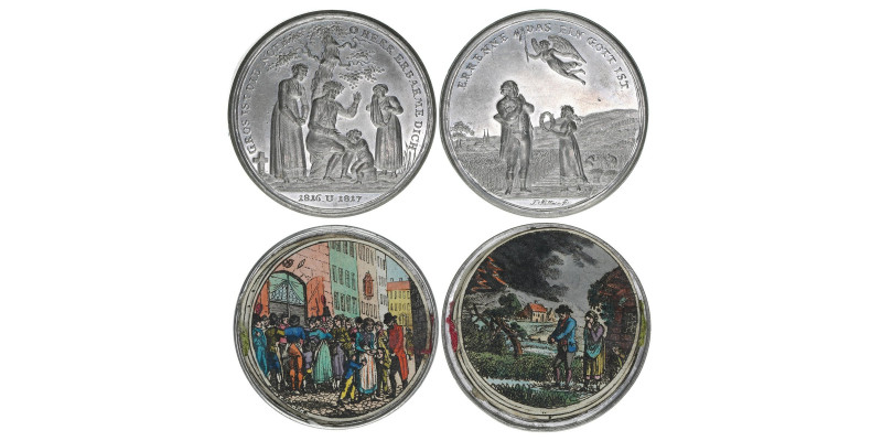Reichsstadt
Nürnberg. Steckmedaille aus Zinn, 1817. auf die Hungersnot 1816/1817...