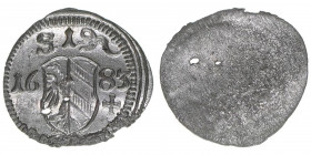 Pfennig, 1683
Reichsstadt Nürnberg. Nürnberg. 0,31g
Kellner 335
stfr-