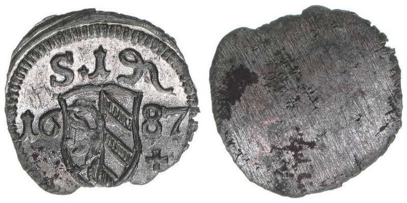 Pfennig, 1687
Reichsstadt Nürnberg. Nürnberg. 0,27g
Kellner 335
stfr-