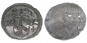 Pfennig, 1682
Reichsstadt Nürnberg. Nürnberg. 0,24g
Kellner 335
vz/stfr