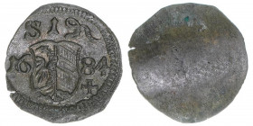 Pfennig, 1684
Reichsstadt Nürnberg. Nürnberg. 0,34g
Kellner 335
vz/stfr