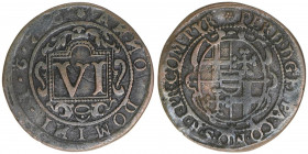 Ferdinand II. von Fürstenberg 1661-1683
Paderborn, Bistum. 6 Pfennige, 1676. Neuhaus
2,09g
Schwede 172
ss+