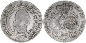 Christian IV. 1735-1775
Pfalz Birkenfeld Zweibrücken. 20 Kreuzer, 1766 M. 6,42g
Schön 34
s/ss