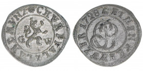 Karl III. Philipp 1716-1742
Pfalz Kurlinie. 1 Kreuzer, 1728. 0,51g
KM#210
ss+