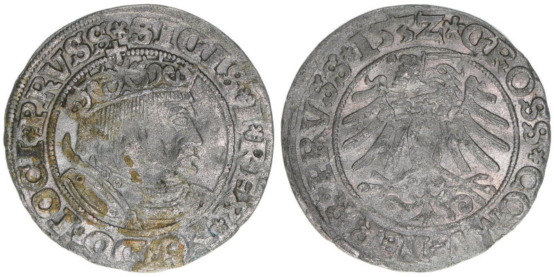 Sigismund I. 1506-1548
Preussen. Groschen, 1532. 1,94g
Gumowski 527
ss