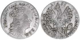 Friedrich II. 1762-1786
Preussen. 6 Gröscher, 1777 E. 3,35g
Schön 50
s/ss