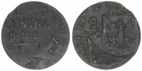 Friedrich Wilhelm III. 1797-1840
Preussen. 1 Pfennig, 1828. äußerst selten da meist aussortiert und vernichtet
Verprägung
1,46g
AKS 40
ss