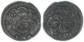 Johann Georg IV. 1691-1694
Sachsen. 1 Pfennig, 1693 IK. Dresden
0,33g
Kohl 340
ss
