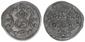 Friedrich August I. 1694-1733
Sachsen. 1 Pfennig, 1731. 0,36g
Schön 60
ss+