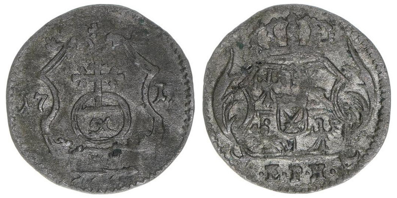 Friedrich August I. 1694-1733
Sachsen. 1 Pfennig, 1711 EPH. 0,29g
Schön 24
ss