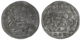 Friedrich August I. 1694-1733
Sachsen. 1 Pfennig, 1711 EPH. 0,29g
Schön 24
ss
