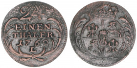 Friedrich August II. 1733-1763
Sachsen. 1/24 Taler, 1762 L. 1,90g
KM#929
ss