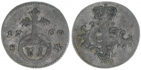 Friedrich August II. 1733-1763
Sachsen. 6 Pfennige, 1760. 1,07g
ss