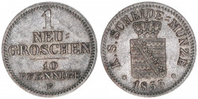 Johann 1854-1873
Sachsen. 1 Neugroschen, 1855. 2,14g
Schön 149
vz-
