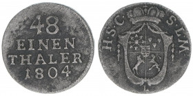 Franz Friedrich Anton 1800-1806
Sachsen Coburg Saalfeld. 1/48 Taler, 1804. 1,17g
Merseburger 3699
ss