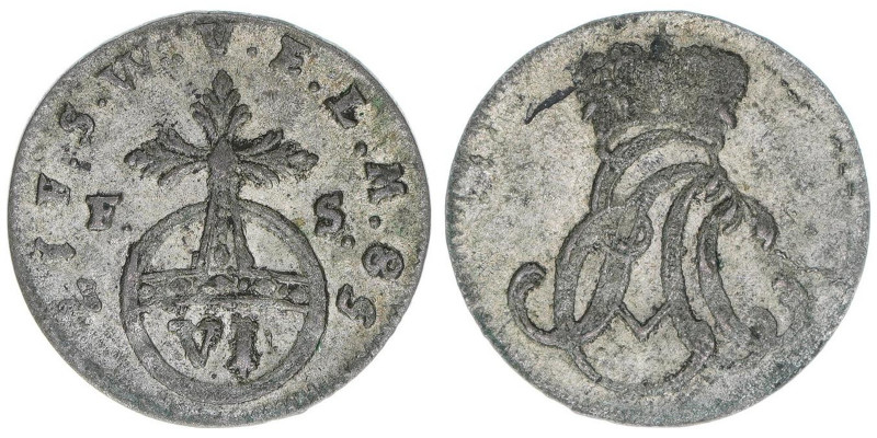 Ernst August Konstantin 1756-1759
Sachsen Weimar Eisenach. 6 Pfennige, 1758 FS. ...