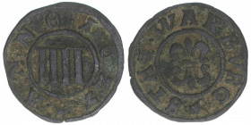Stadt Warburg, ANNO Revers
Stadt Warburg. 4 Pfennige, 1622. 1,30g
Weing.712a
ss
