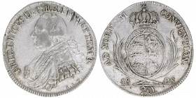 Friedrich I. 1806-1816
Württemberg. 20 Kreuzer, 1808. 6,55g
AKS 43
ss-