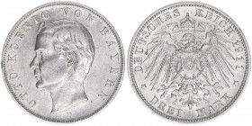 Otto 1886-1913
Bayern. 3 Mark, 1911 D. 16,64g
AKS 202
ss/vz