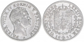Friedrich Wilhelm IV. 1840-1861
Preussen. 1/6 Taler, 1843 A. 5,19g
AKS 80
s/ss