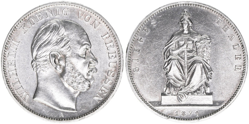 Wilhelm I. 1861-1888
Preussen. Siegestaler, 1871 A. aus Anlass des Sieges über F...