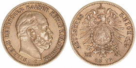 Wilhelm I. 1861-1888
Preussen. 20 Mark, 1873 C. 7,92g
AKS 109
ss/vz