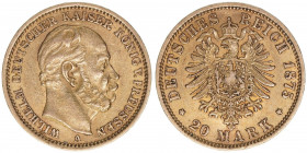 Wilhelm I. 1861-1888
Preussen. 20 Mark, 1875 A. 7,94g
AKS 110
ss/vz