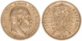 Wilhelm I. 1861-1888
Preussen. 10 Mark, 1873 A. 3,93g
AKS 111
ss+