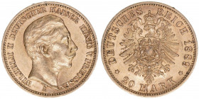 Wilhelm II. 1888-1918
Preussen. 20 Mark, 1889 A. 7,96g
AKS 123
vz