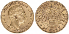 Wilhelm II. 1888-1918
Preussen. 20 Mark, 1896 A. 7,94g
AKS 124
ss/vz