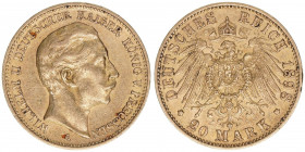 Wilhelm II. 1888-1918
Preussen. 20 Mark, 1898 A. 7,93g
AKS 124
ss/vz