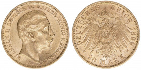 Wilhelm II. 1888-1918
Preussen. 20 Mark, 1899 A. 7,95g
AKS 124
vz-