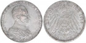Wilhelm II. 1888-1918
Preussen. 3 Mark, 1913. anlässlich des 25jährigen Regierungsjubiläums
16,66g
AKS 141
vz
