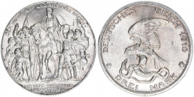Wilhelm II. 1888-1918
Preussen. 3 Mark, 1913. anlässlich der Jahrhundertfeier der Befreiungskriege
16,69g
AKS 139
vz+