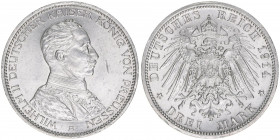 Wilhelm II. 1888-1918
Preussen. 3 Mark, 1914. anlässlich des 25jährigen Regierungsjubiläums
16,68g
AKS 141
Kratzer Avers
vz