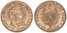 Friedrich III. 1888
Preussen. 10 Mark, 1888 A. 4,00g
AKS 120
vz
