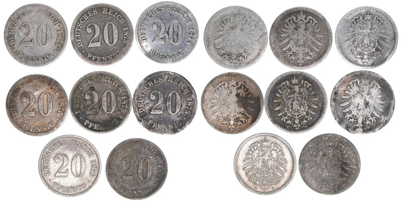 Lot mit 8 Stück 20 Pfennige
meist ss