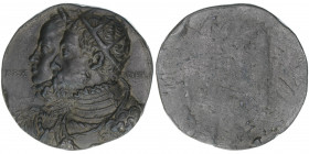 Maximilian II. 1564-1576 mit Maria, Tochter Karls V.
einseitige Bleimedaille, ohne Jahr. früher Guss Slg. Lana 73 - selten - ausdrucksvolle Reinaussan...