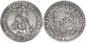 Erzherzog Ferdinand 1564-1595
Tirol. Guldentaler, 1574. Variante mit dem Goldenen Vlies
Hall
24,31g
Enz.147
ss