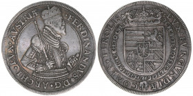 Erzherzog Ferdinand 1564-1595
Tirol. Taler, ohne Jahr. Walze 6/V
Hall
28,54g
MT 282var.
ss/vz