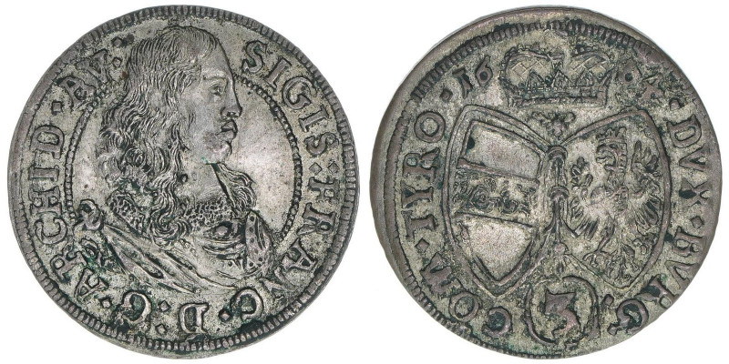 Erzherzog Sigismund Franz 1662-1665
Tirol. Groschen, 1664. Hall
1,51g
ss+